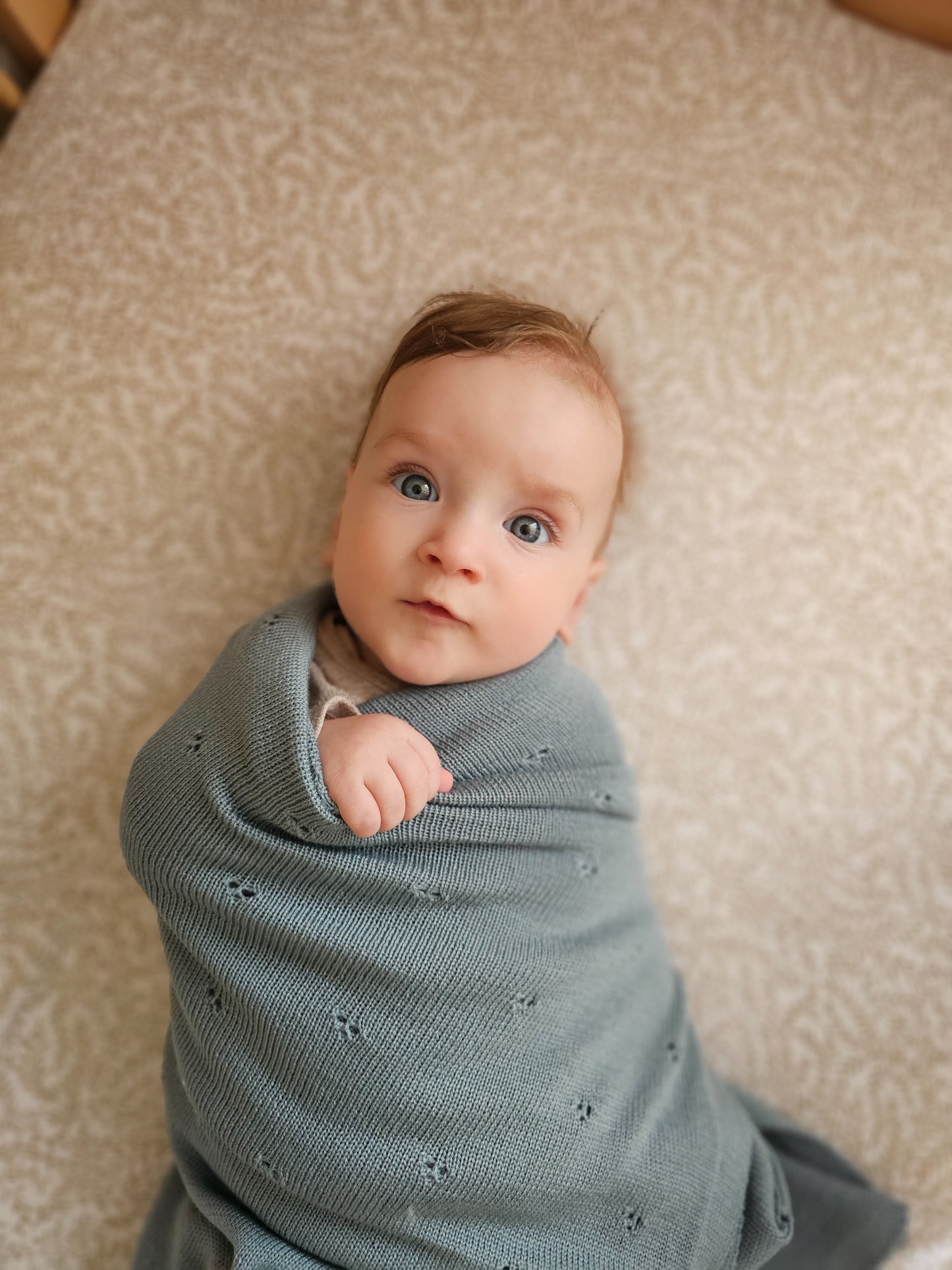 Weiche Babydecke aus 100% Merinowolle - petrol