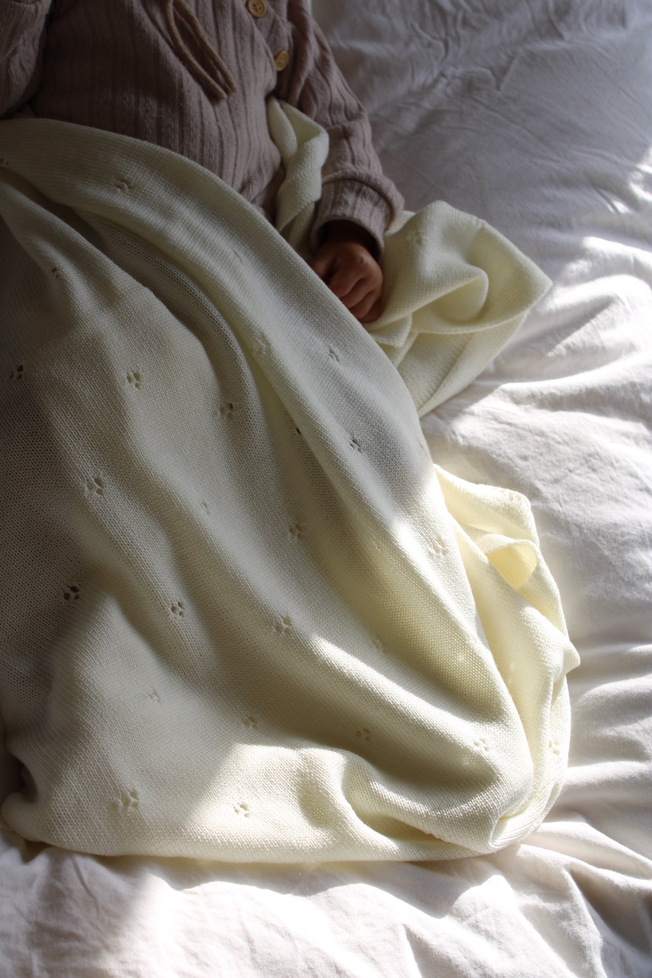 Weiche Babydecke aus 100% Merinowolle - creme