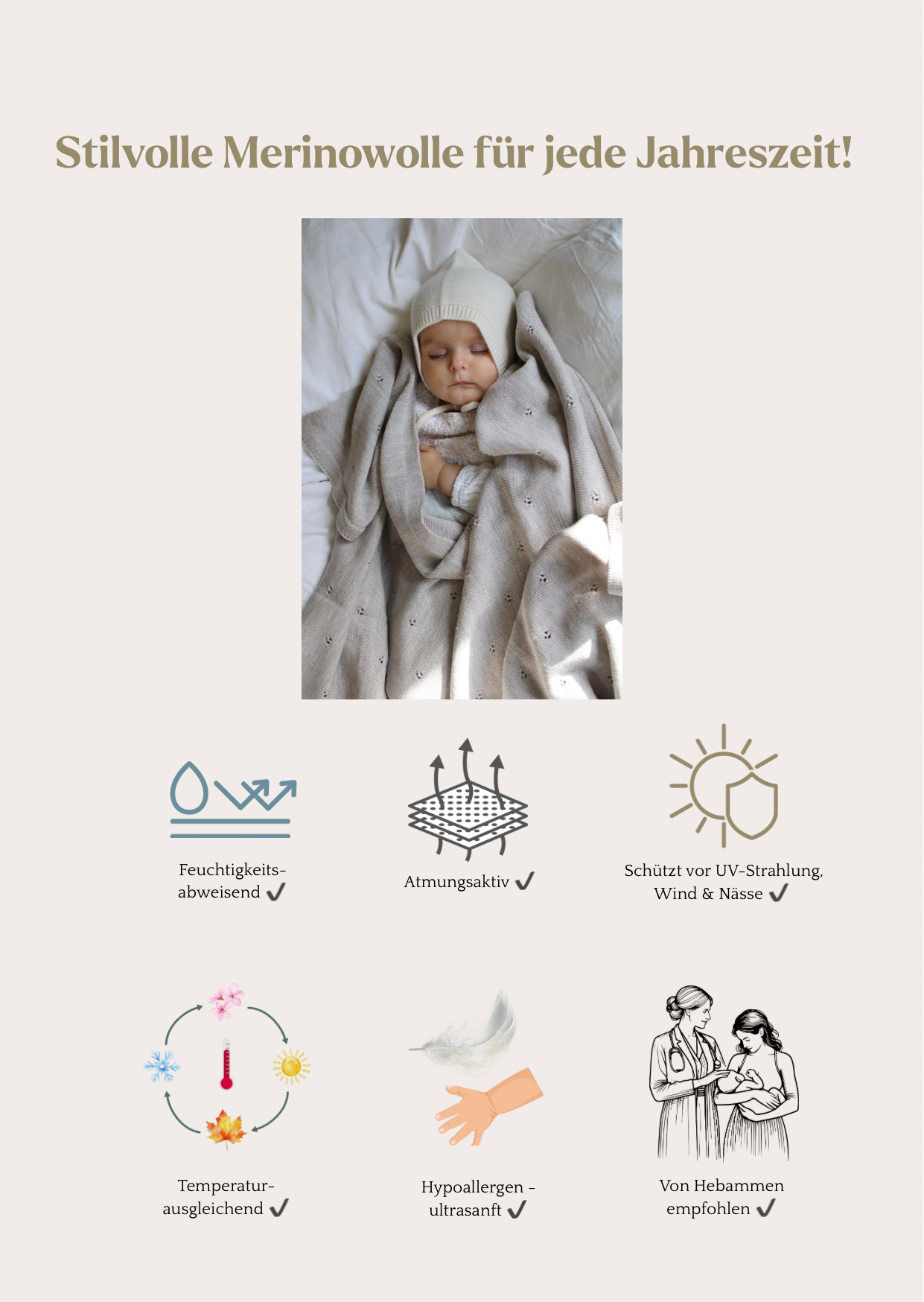 Supersoftes Newborn-Beanie - Elfenbein