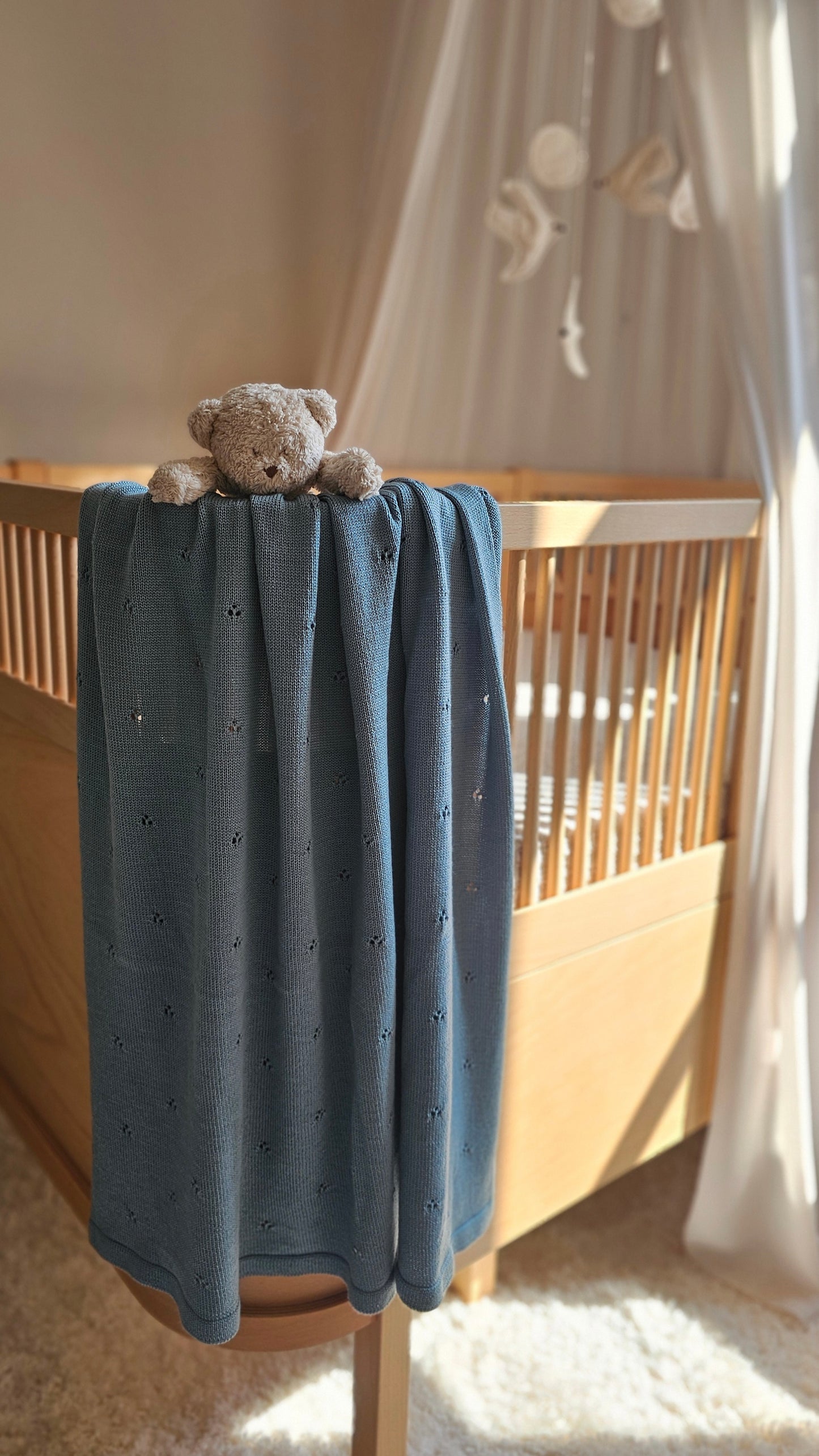 Weiche Babydecke aus 100% Merinowolle - petrol