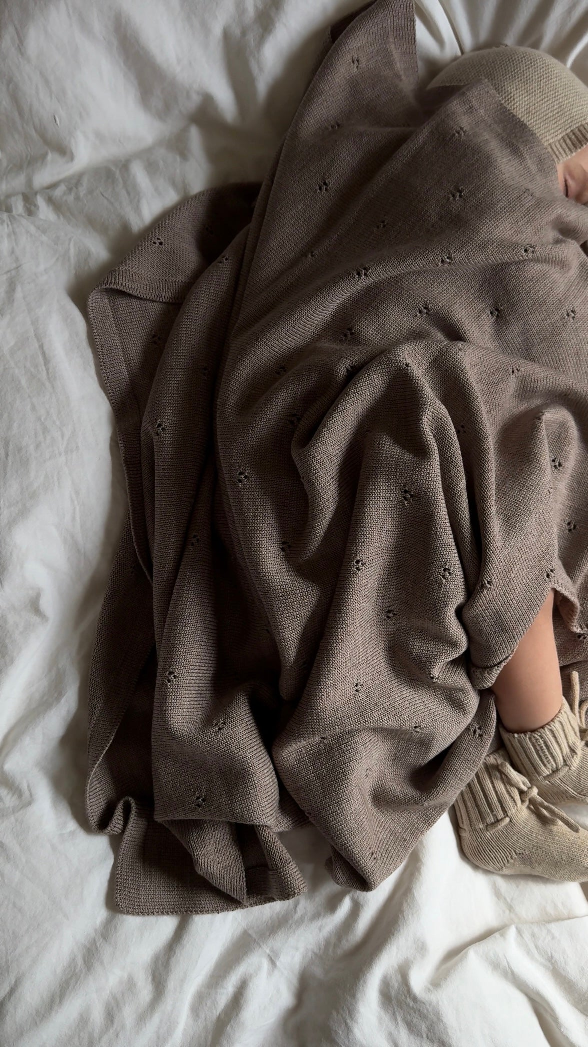 Weiche Babydecke aus 100% Merinowolle - camel
