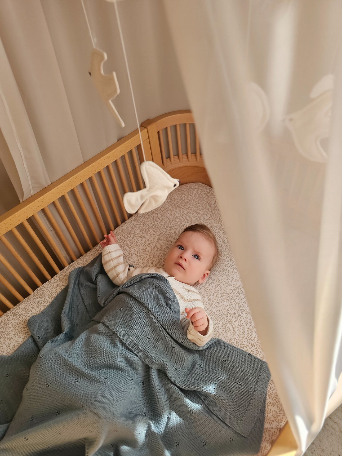 Weiche Babydecke aus 100% Merinowolle - petrol
