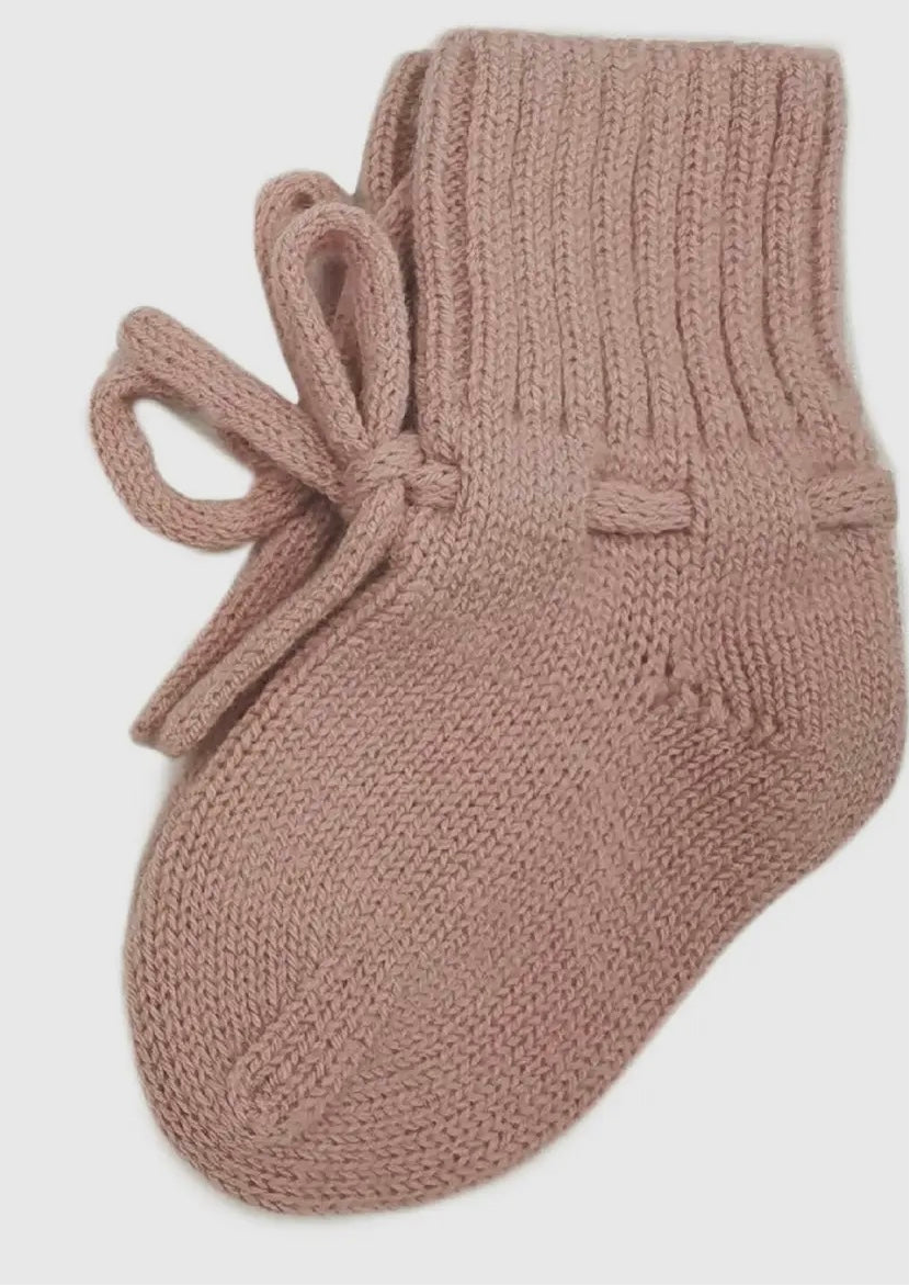 Natürliche Babyboots aus 100% Merinowolle - rosé