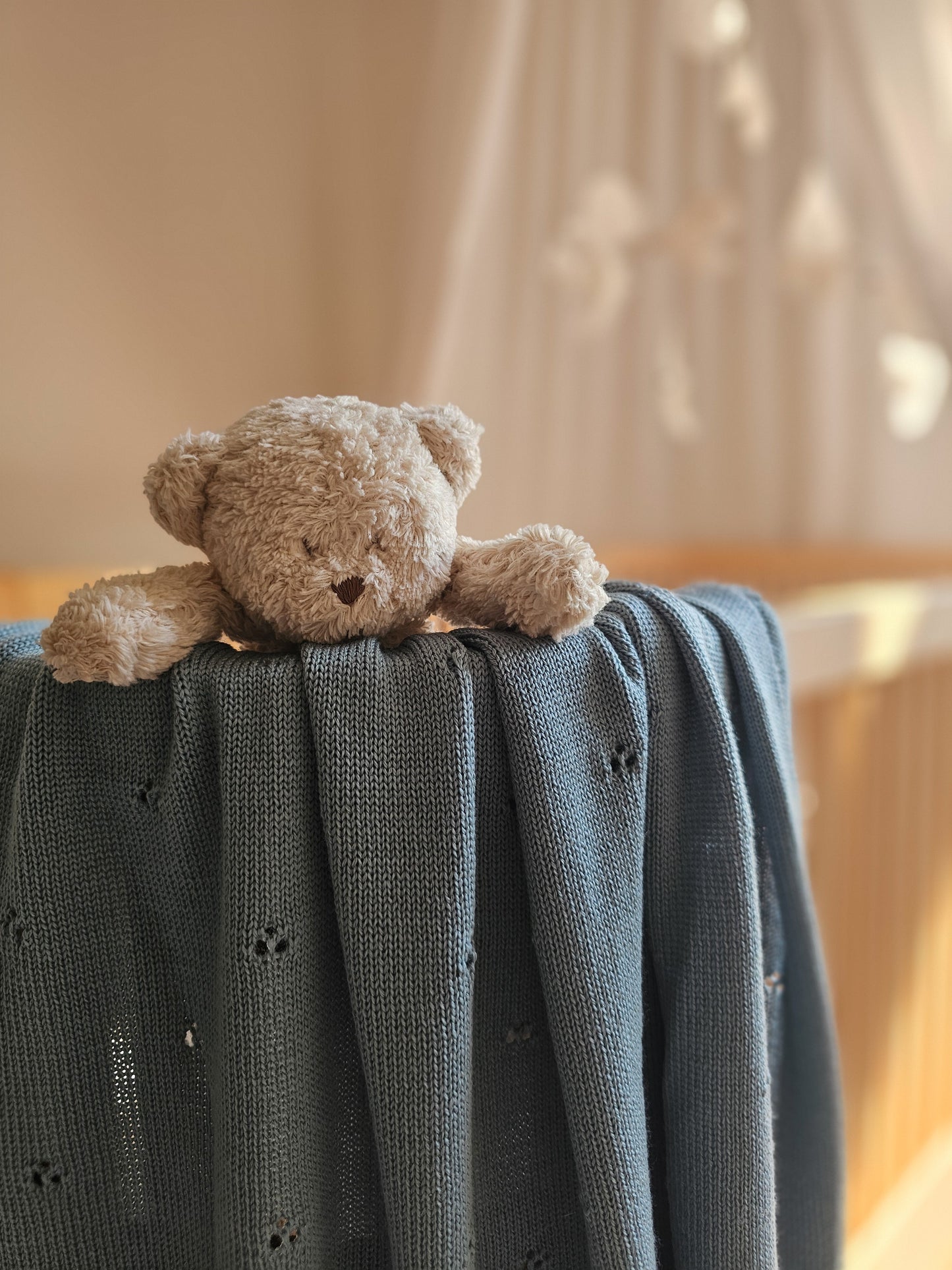 Weiche Babydecke aus 100% Merinowolle - petrol