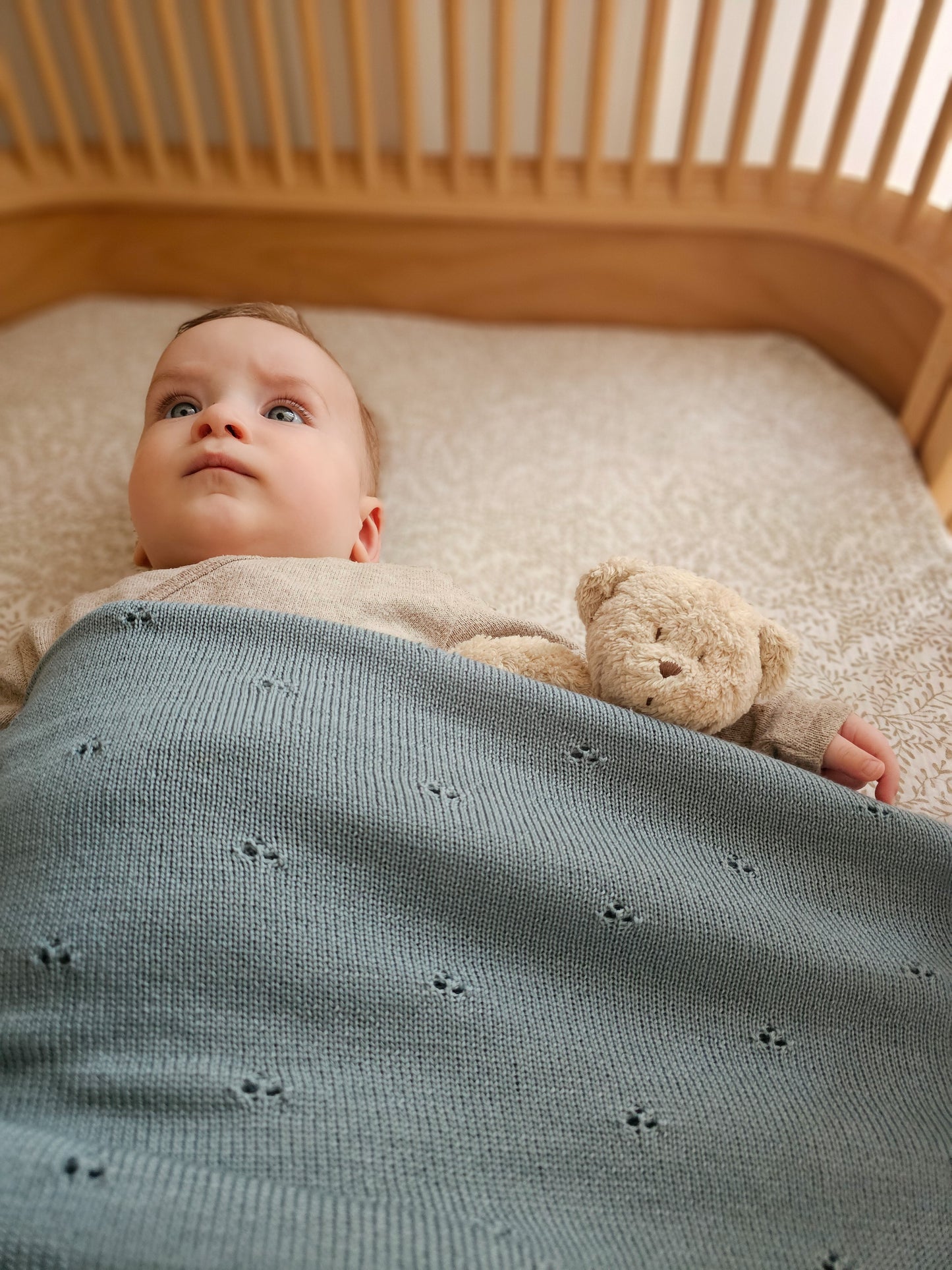Weiche Babydecke aus 100% Merinowolle - petrol