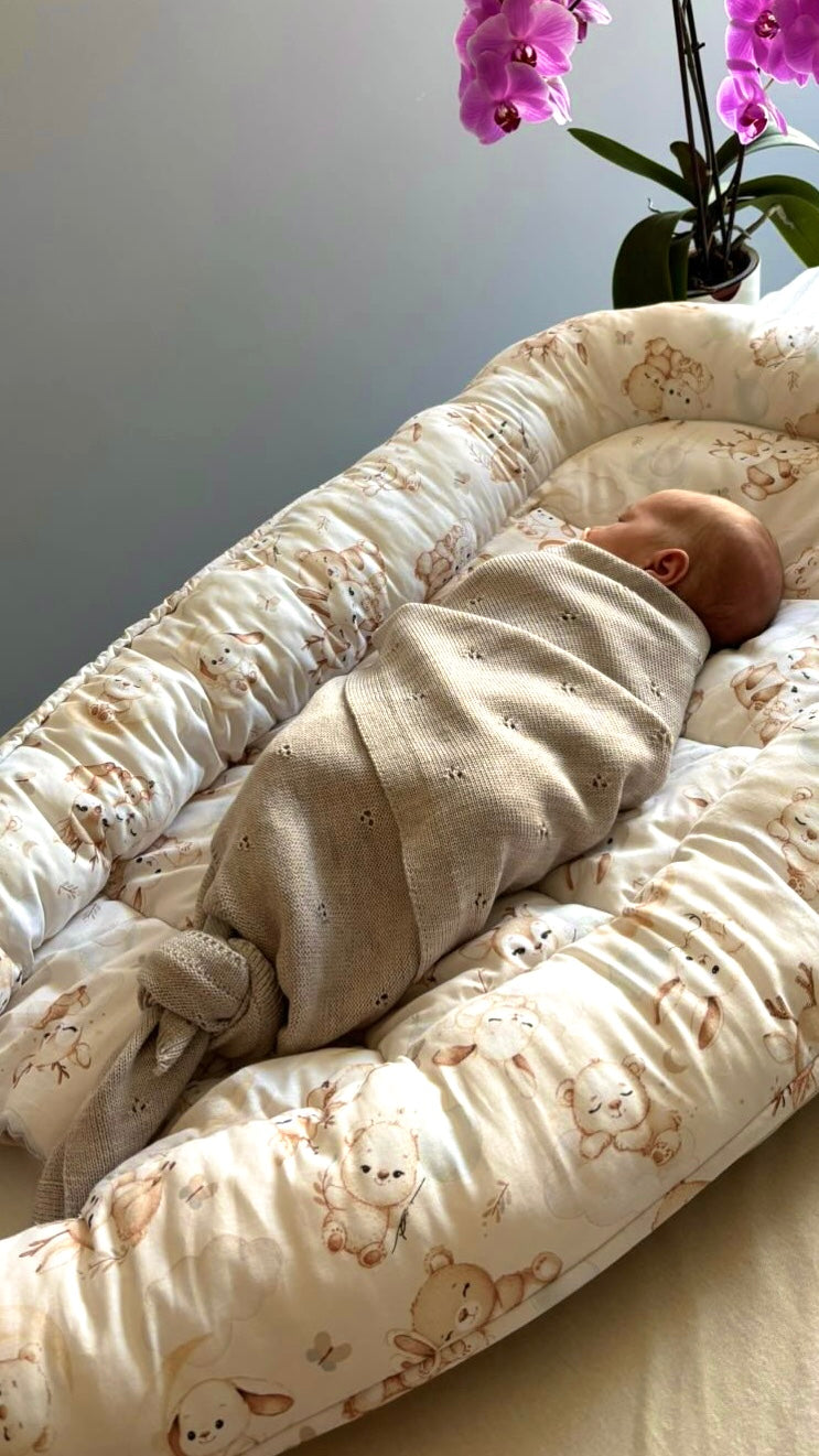 Weiche Babydecke aus 100% Merinowolle - natur
