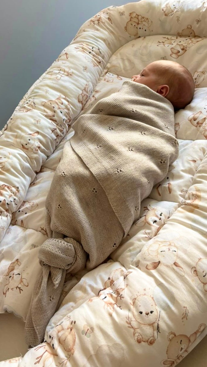 Weiche Babydecke aus 100% Merinowolle - natur