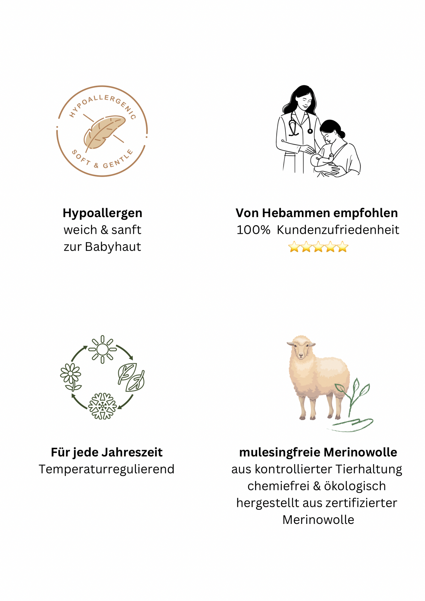 Weiche Babydecke aus 100% Merinowolle - natur