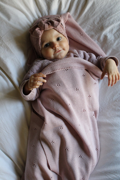 Weiche Babydecke aus 100% Merinowolle - rosé