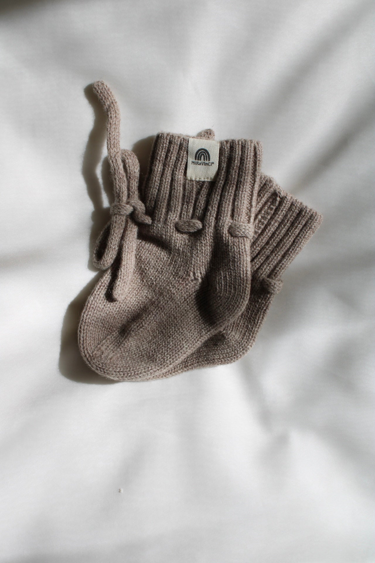 Natürliche Babyboots aus 100% Merinowolle - camel