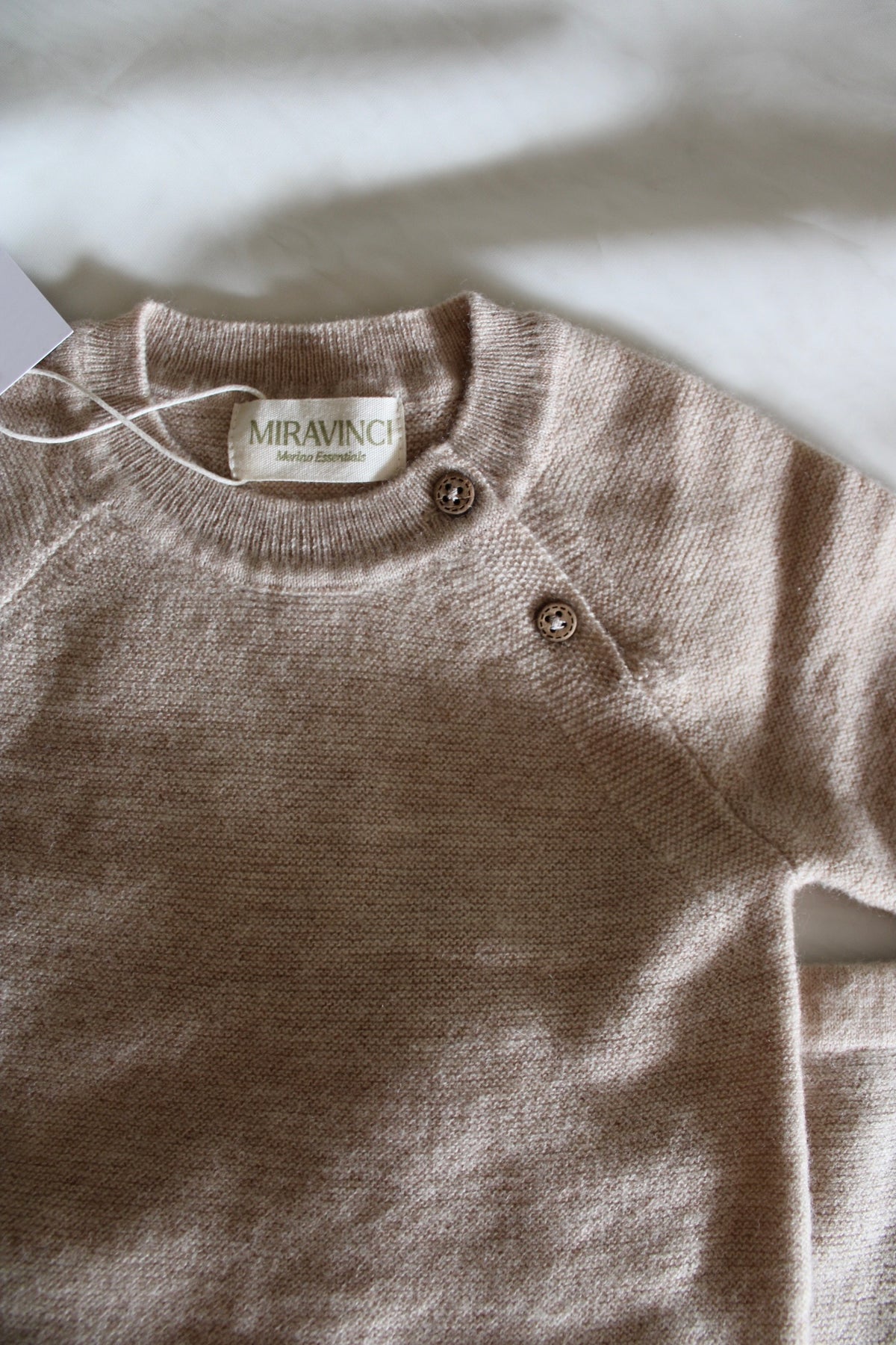 Neu: Baby Pullover aus Merinowolle - Golden Sand