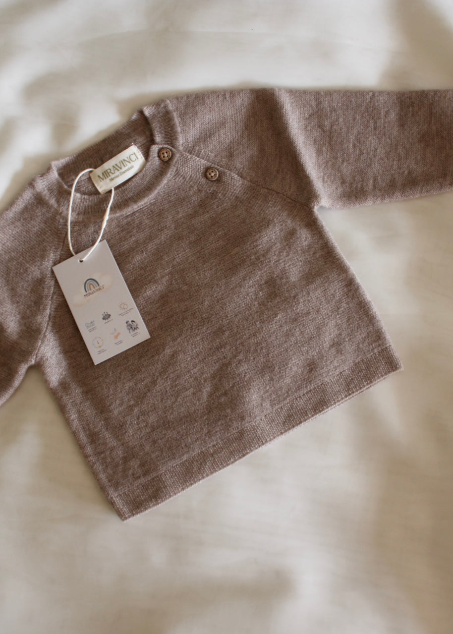 Neu: Baby Pullover aus Merinowolle - Camel