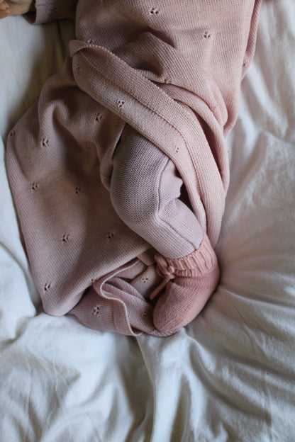 Weiche Babydecke aus 100% Merinowolle - rosé