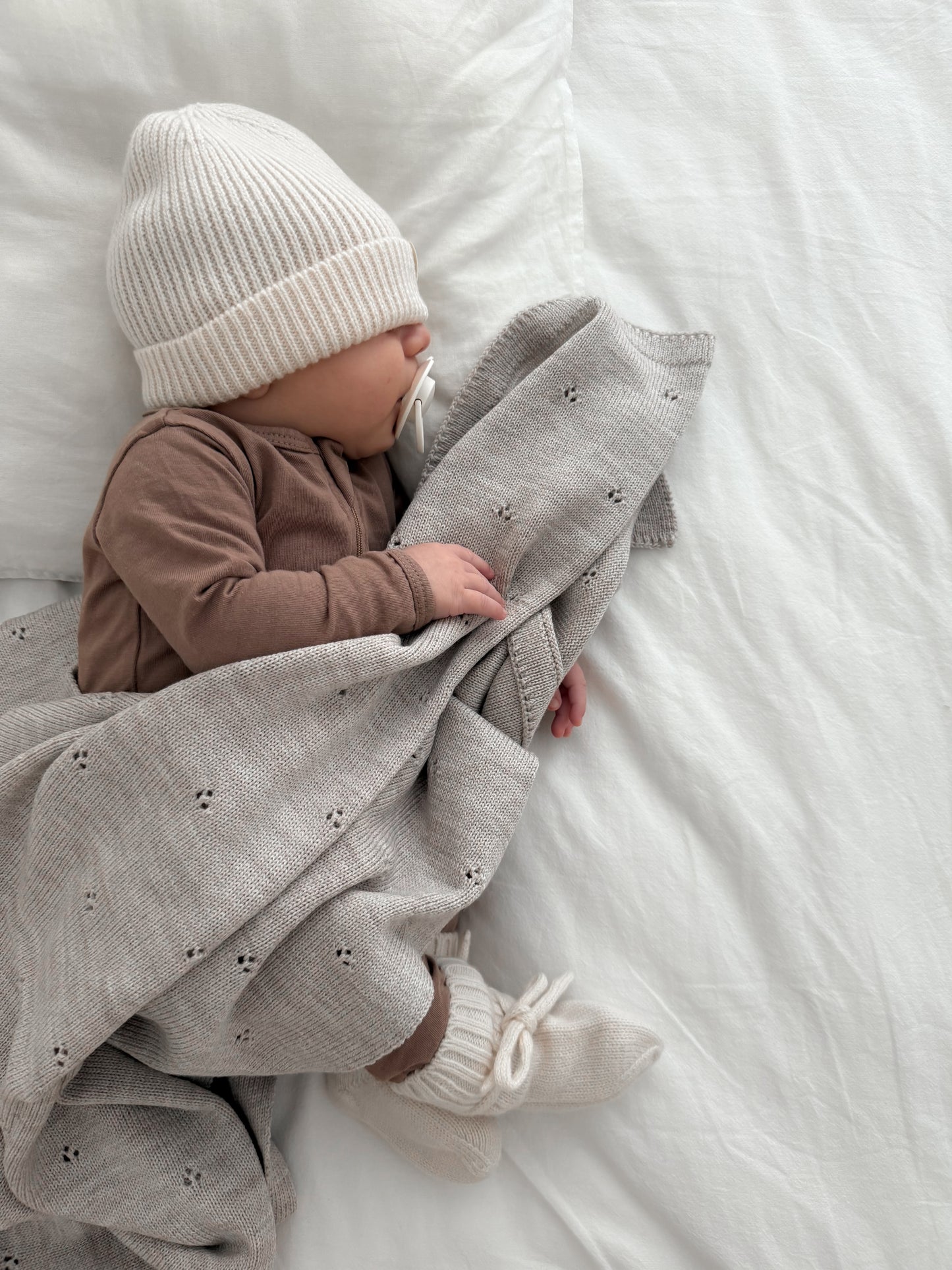 Weiche Babydecke aus 100% Merinowolle - natur