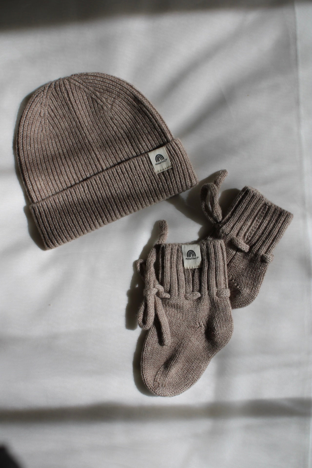 Natürliche Babyboots aus 100% Merinowolle - camel