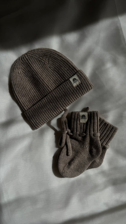 Natürliche Babyboots aus 100% Merinowolle - camel