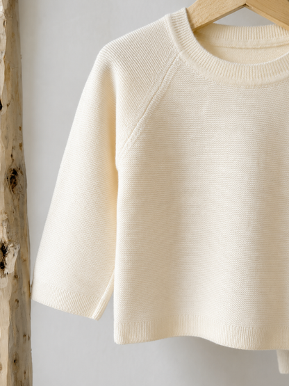Neu: Baby Pullover aus Merinowolle - Elfenbein [Vorbestellen: 17.07.26]
