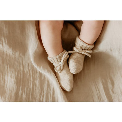 Natürliche Babyboots aus 100% Merinowolle - elfenbein