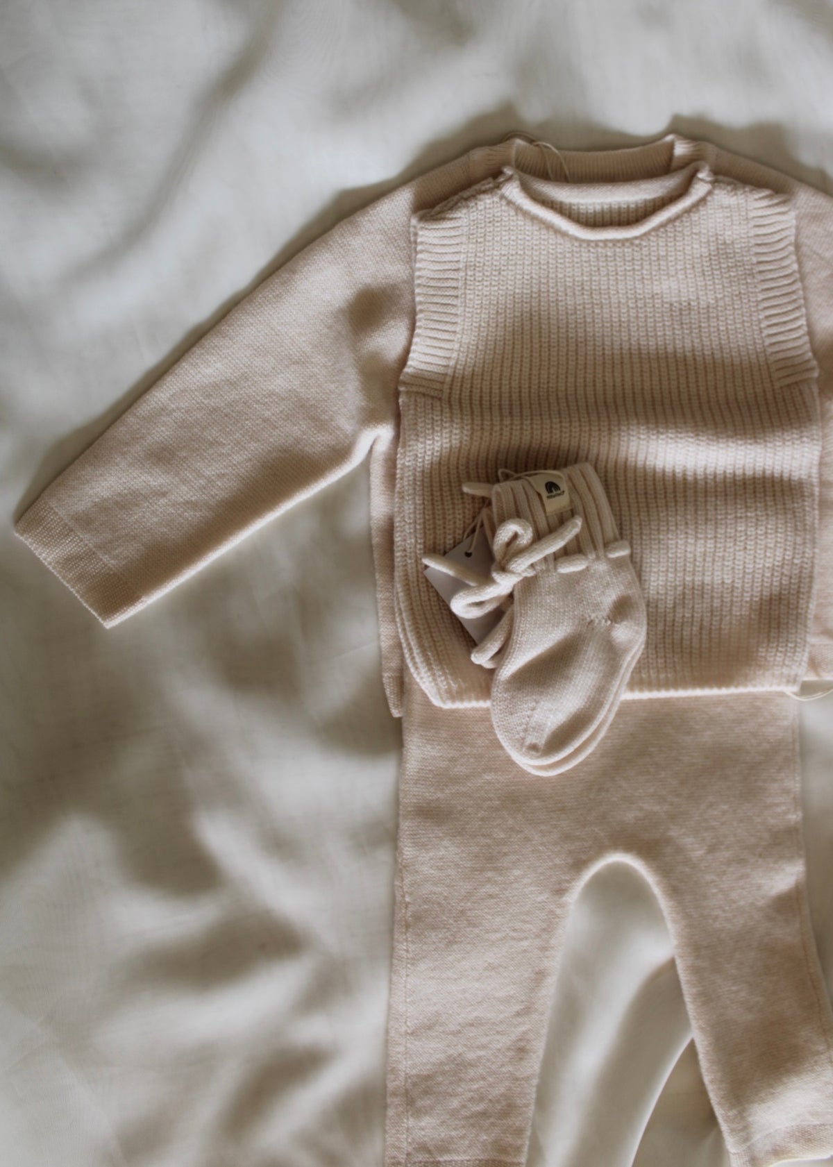 Neu: Baby Pullover aus Merinowolle - Elfenbein