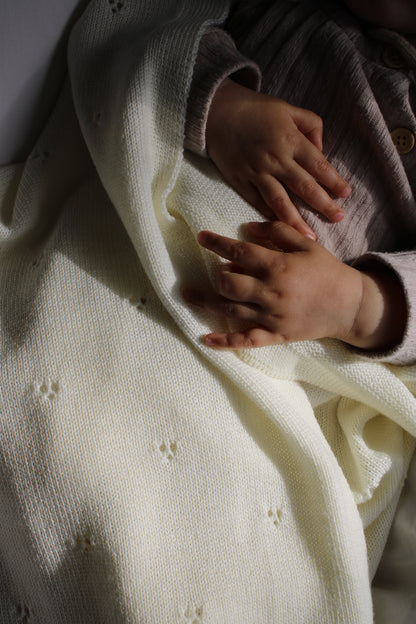 Weiche Babydecke aus 100% Merinowolle - elfenbein