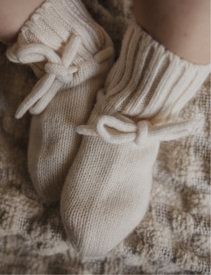 Natürliche Babyboots aus 100% Merinowolle - elfenbein