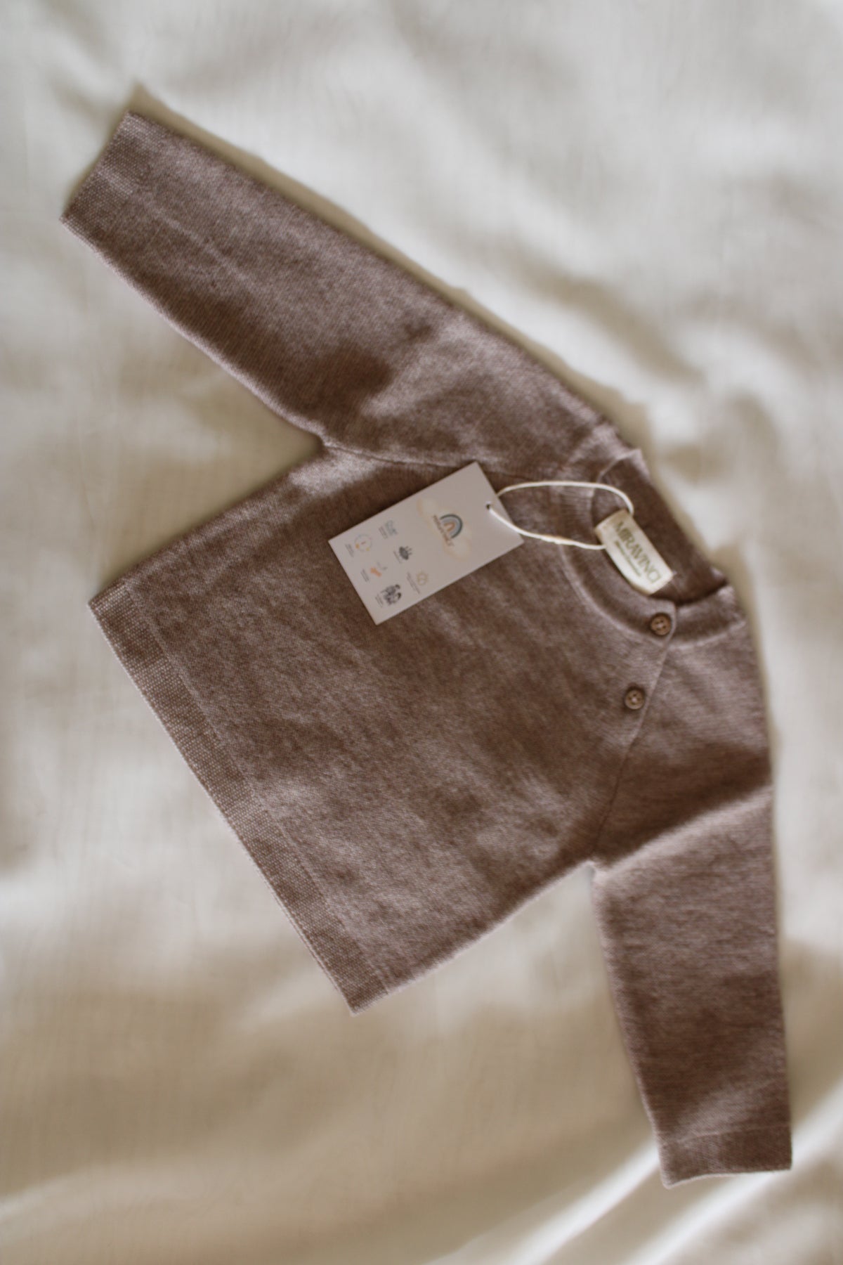 Neu: Baby Pullover aus Merinowolle - Camel