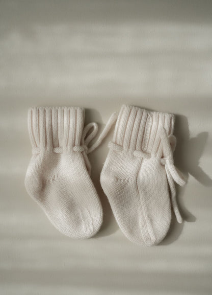 Natürliche Babyboots aus 100% Merinowolle - elfenbein
