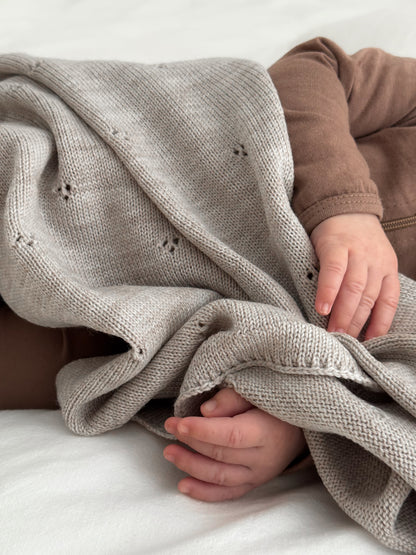 Weiche Babydecke aus 100% Merinowolle - natur