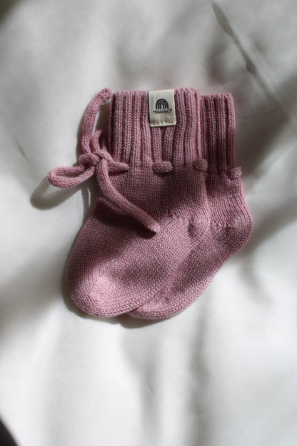 Limited Edition: Natürliche Babyboots aus 100% Merinowolle - Beere