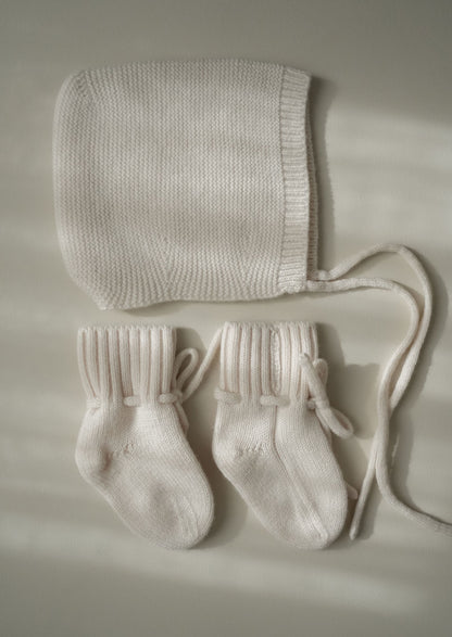 Natürliche Babyboots aus 100% Merinowolle - elfenbein