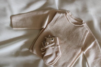 Neu: Baby Pullover aus Merinowolle - Elfenbein