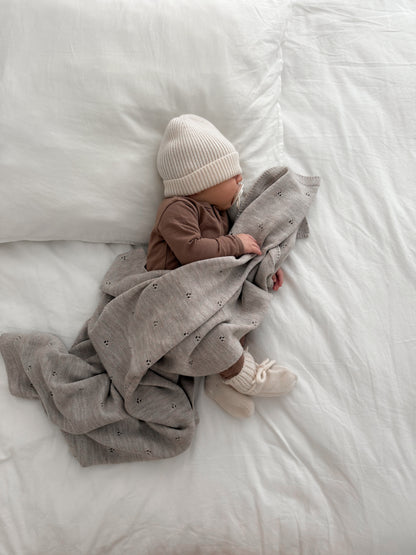 Weiche Babydecke aus 100% Merinowolle - natur