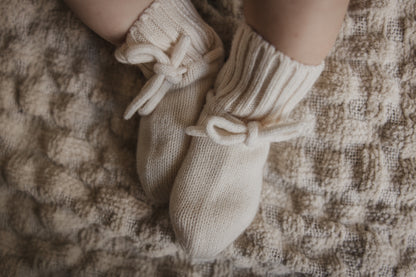 Natürliche Babyboots aus 100% Merinowolle - elfenbein
