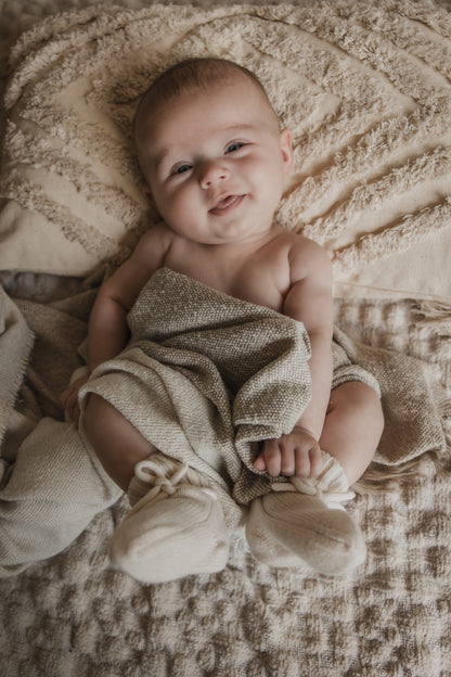 Natürliche Babyboots aus 100% Merinowolle - elfenbein