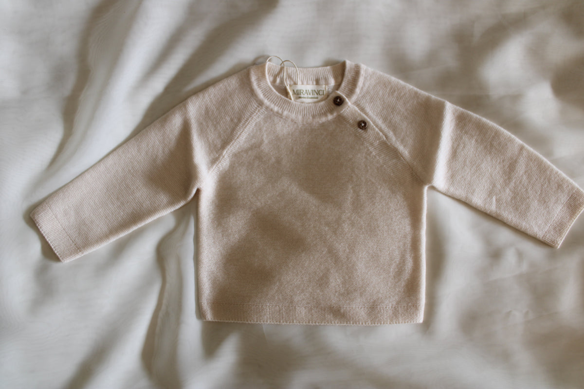 Neu: Baby Pullover aus Merinowolle - Elfenbein
