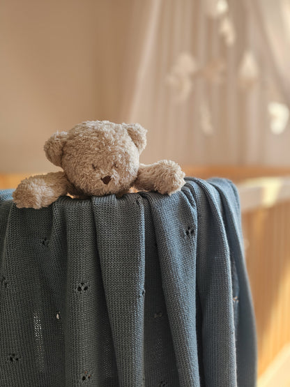 Weiche Babydecke aus 100% Merinowolle - petrol