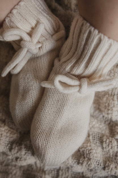 Natürliche Babyboots aus 100% Merinowolle - elfenbein