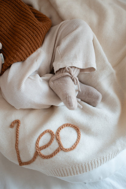 Natürliche Babyboots aus 100% Merinowolle - golden sand