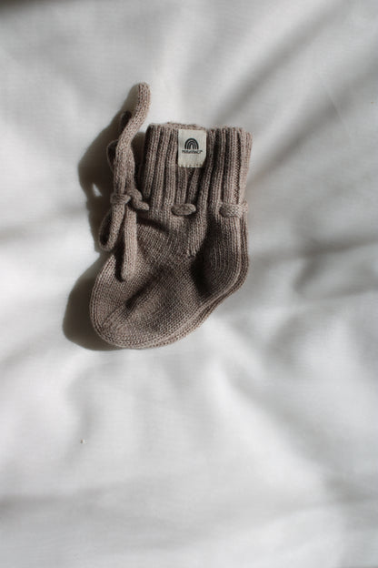 Natürliche Babyboots aus 100% Merinowolle - camel