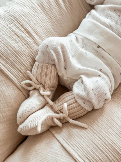 Natürliche Babyboots aus 100% Merinowolle - elfenbein