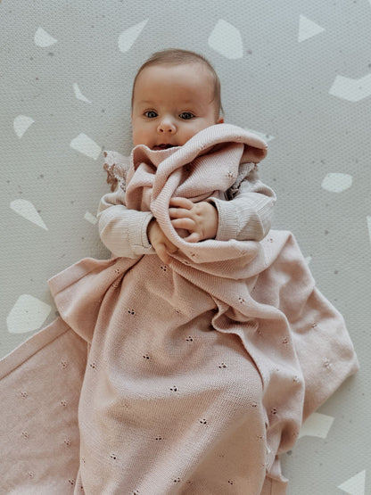 Weiche Babydecke aus 100% Merinowolle - rosé