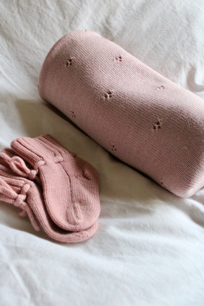 Weiche Babydecke aus 100% Merinowolle - rosé