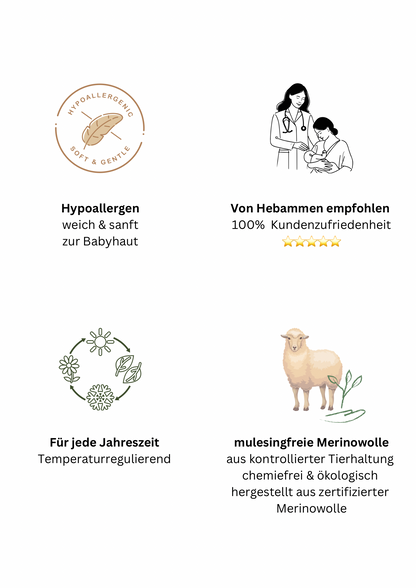 Sanfte Babymütze aus 100% Merinowolle - golden sand