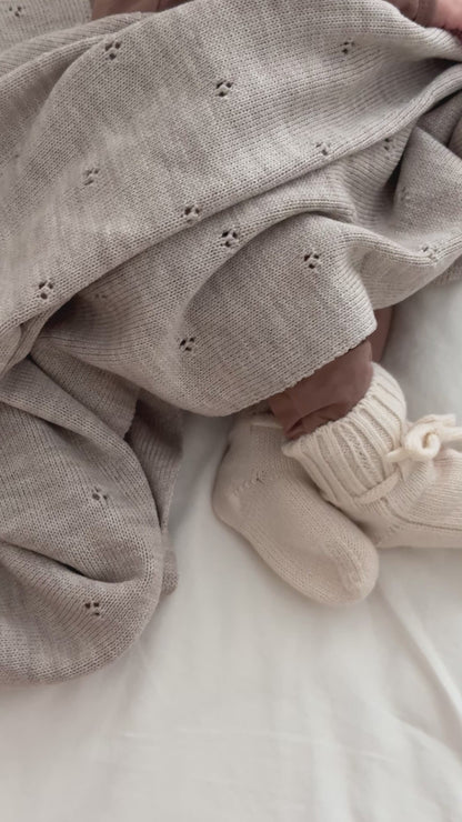 Weiche Babydecke aus 100% Merinowolle - natur