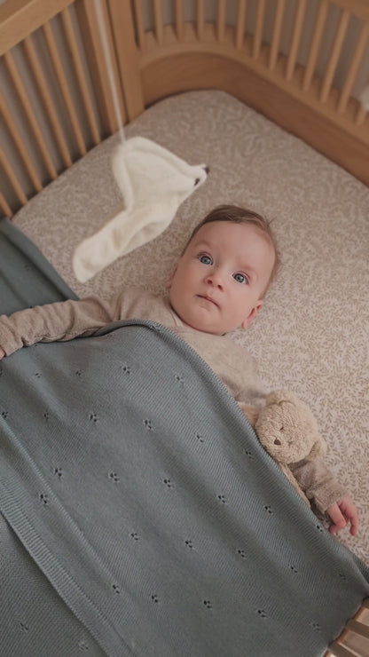 Weiche Babydecke aus 100% Merinowolle - petrol